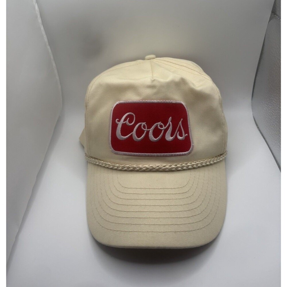 Vtg COORS Embroidered Logo Nissun Adj. Tan Rope Snapback Hat